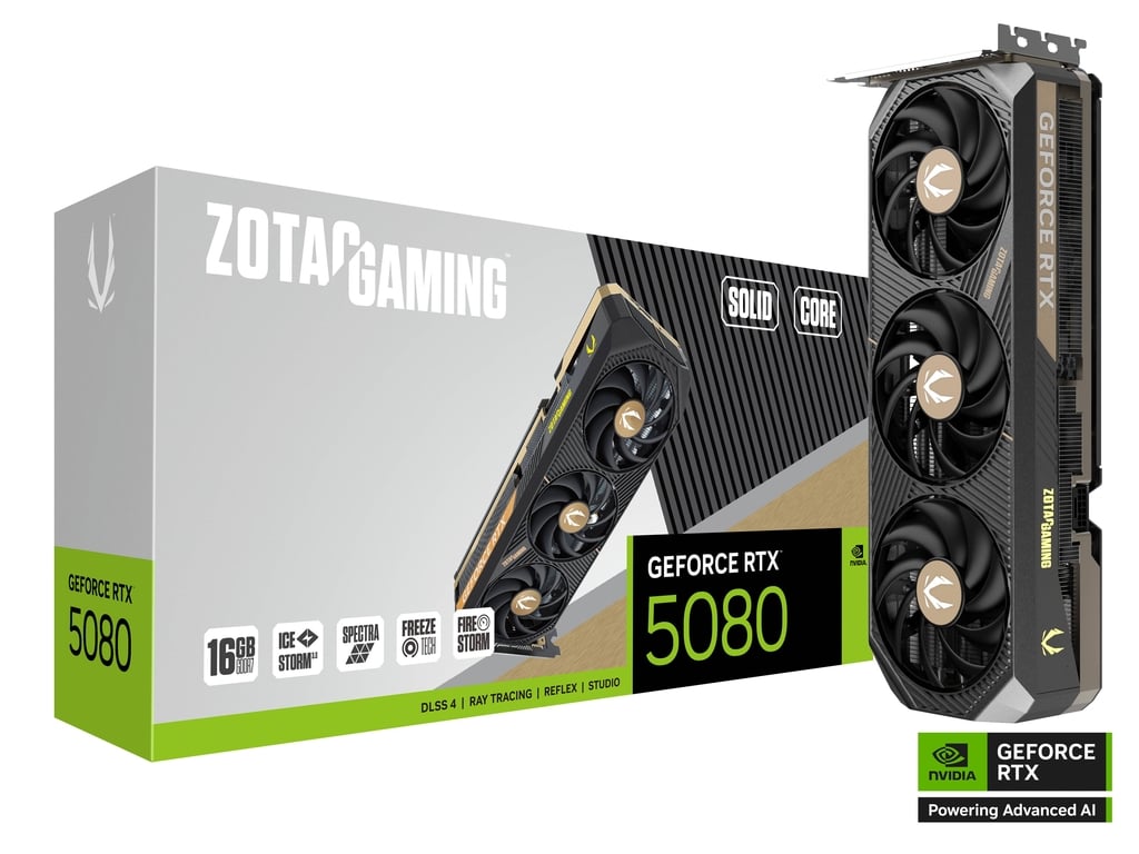 ZOTAC GAMING GeForce RTX 5080 SOLID CORE 16GB GDDR7 Graphic Card | ZT - B50800D2 - 10P - 8886307700551 - Vektra Computers LLC ZOTAC GAMING GeForce RTX 5080 SOLID CORE 16GB GDDR7 Graphic Card | ZT - B50800D2 - 10P - 8886307700551 - Vektra Computers LLC